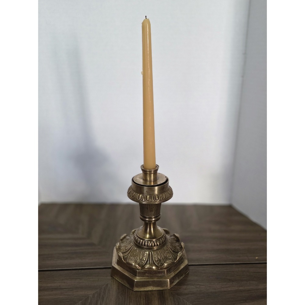 Ornate Brass Candlestick Vintage, Renaissance Gothic